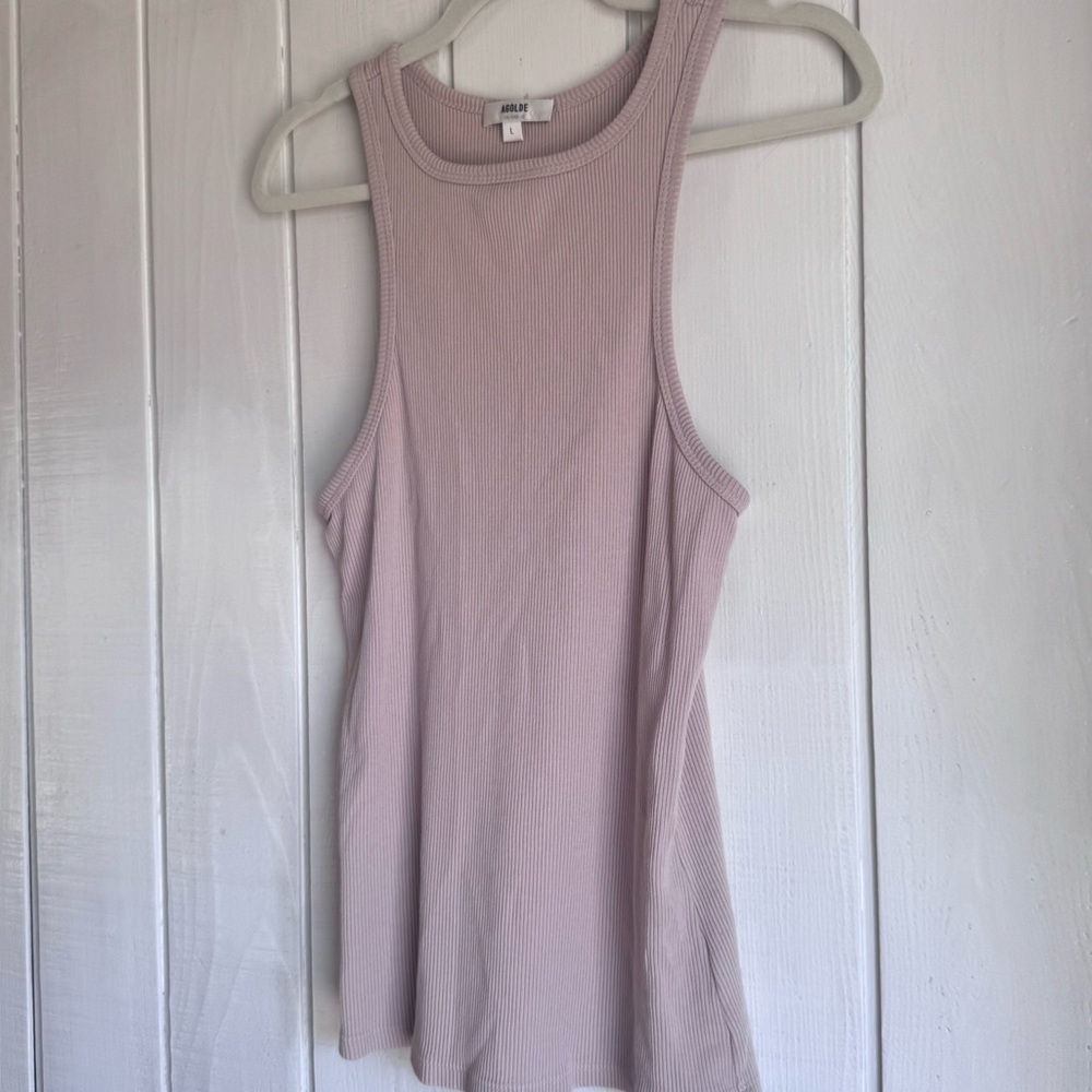 Agolde Beige Ribbed Tank Top - Picture 2 of 7